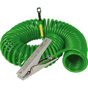 Spiralerdungskabel für asecos Fasspumpen, 1 Erdungszange und 1 Öse, Länge 3000 mm, Ex-geschützt Spiralerdungskabel für asecos Fasspumpen, 1 Erdungszange und 1 Öse, Länge 3000 mm, Ex-geschützt