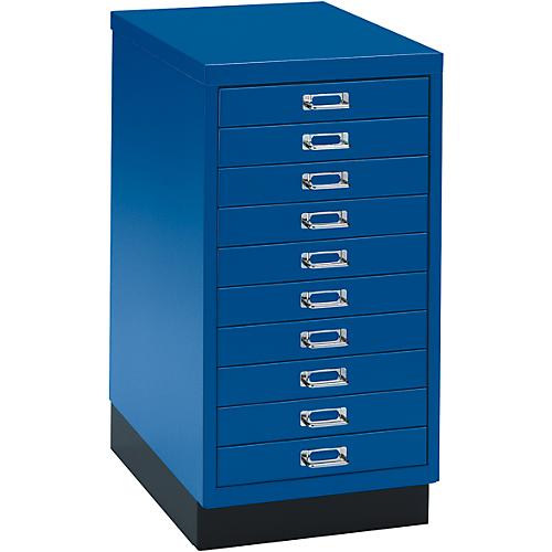 SSI Schubladenschrank DIN A3, 10 Schübe, 675 mm hoch, enzianblau