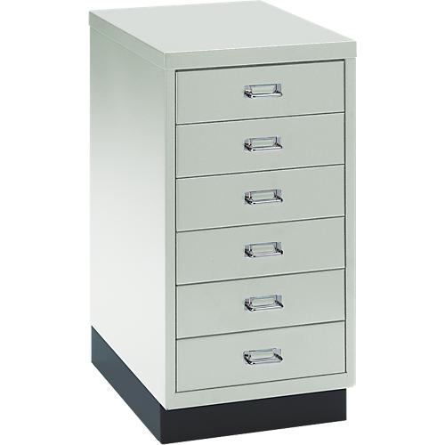 SSI Schubladenschrank DIN A3, 6 Schübe, 675 mm hoch, lichtgrau