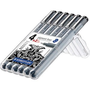 Staedtler Pigment-Liner, unterschiedliche Linienbreiten im Set, 6er-Set Staedtler Pigment-Liner, unterschiedliche Linienbreiten im Set, 6er-Set