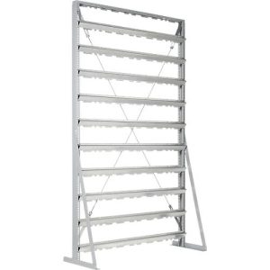 Ständerregal, 1-seitig bestückbar, 10 Reihen, ohne Sichtlagerkästen, B 1145 x T 400 x H 1950 mm, Stahl, grau Ständerregal, 1-seitig bestückbar, 10 Reihen, ohne Sichtlagerkästen, B 1145 x T 400 x H 1950 mm, Stahl, grau
