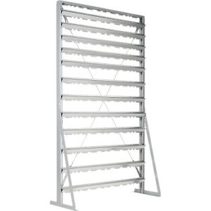 Ständerregal, 1-seitig bestückbar, 12 Reihen, ohne Sichtlagerkästen, B 1145 x T 400 x H 1950 mm, Stahl, grau Ständerregal, 1-seitig bestückbar, 12 Reihen, ohne Sichtlagerkästen, B 1145 x T 400 x H 1950 mm, Stahl, grau