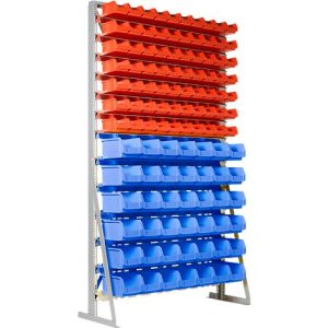 Ständerregal, 1-seitig bestückbar, 13 Reihen, inkl. 70 Sichtlagerkästen LF 211 & 42 Sichtlagerkästen LF 221, B 1145 x T 400 x H 1950 mm, Stahl, grau Ständerregal, 1-seitig bestückbar, 13 Reihen, inkl. 70 Sichtlagerkästen LF 211 & 42 Sichtlagerkästen LF 221, B 1145 x T 400 x H 1950 mm, Stahl, grau