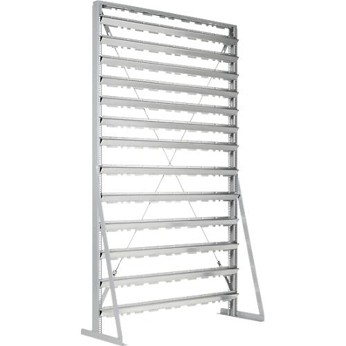 Ständerregal, 1-seitig bestückbar, 13 Reihen, ohne Sichtlagerkästen, B 1145 x T 400 x H 1950 mm, Stahl, grau