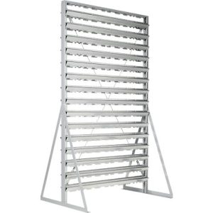 Ständerregal, 2-seitig bestückbar, 30 Reihen, ohne Sichtlagerkästen, B 1145 x T 800 x H 1950 mm, Stahl, grau Ständerregal, 2-seitig bestückbar, 30 Reihen, ohne Sichtlagerkästen, B 1145 x T 800 x H 1950 mm, Stahl, grau