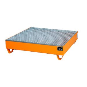 Stahl-Auffangwanne mit Gitterrost, 1200 x 1200 mm, orange RAL 2000 Stahl-Auffangwanne mit Gitterrost, 1200 x 1200 mm, orange RAL 2000