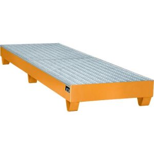 Stahl-Auffangwanne mit Gitterrost, 2400 x 800 mm, orange RAL 2000 Stahl-Auffangwanne mit Gitterrost, 2400 x 800 mm, orange RAL 2000