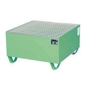 Stahl-Auffangwanne mit Gitterrost, 800 x 800 mm, grün RAL 6011 Stahl-Auffangwanne mit Gitterrost, 800 x 800 mm, grün RAL 6011