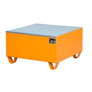 Stahl-Auffangwanne mit Gitterrost, 800 x 800 mm, orange RAL 2000 Stahl-Auffangwanne mit Gitterrost, 800 x 800 mm, orange RAL 2000