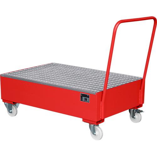 Stahl-Auffangwanne mit Rollen+Griff, 1200 x 800 mm, rot RAL 3000