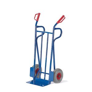 Stahlrohr-Sackkarre, bis 250 kg, Vollgummibereifung, Sicherheitsgriffe, H 1250 x B 600 x T 450 mm, enzianblau RAL 5012 Stahlrohr-Sackkarre, bis 250 kg, Vollgummibereifung, Sicherheitsgriffe, H 1250 x B 600 x T 450 mm, enzianblau RAL 5012