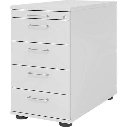 Standcontainer Breno 13333, Utensilienschub, B 428 x T 800 x H 720-760 mm, Spanplatte, Lichtgrau