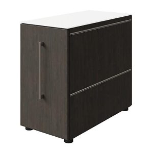 Standcontainer SOLUS PLAY, mit Utensilienauszug, Schublade, Ansatz rechts, Tiefe 400 mm, Mooreiche