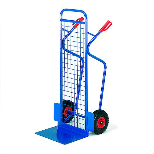 Stapelkarre groß mit Gitter-Rückwand, Tragkraft 250 kg, Luft-Bereifung