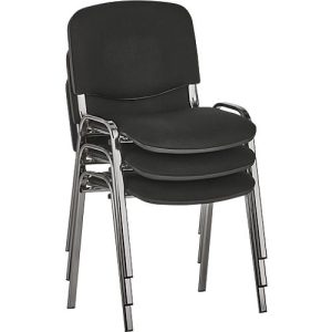 Stapelstuhl ISO Basic, ohne Armlehnen, 4-Fußgestell, Stoffbezug, stapelbar bis 12 Stück, B 545 x T 560 x H 820 mm, Bezug schwarz, Gestell verchromt Stapelstuhl ISO Basic, ohne Armlehnen, 4-Fußgestell, Stoffbezug, stapelbar bis 12 Stück, B 545 x T 560 x H 820 mm, Bezug schwarz, Gestell verchromt