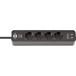 Steckdosenleiste Brennenstuhl Ecolor, 4-fach, 2 x USB, IP20, Kindersicherung, 2100 mA, Kunststoff, schw./schw. Steckdosenleiste Brennenstuhl Ecolor, 4-fach, 2 x USB, IP20, Kindersicherung, 2100 mA, Kunststoff, schw./schw.