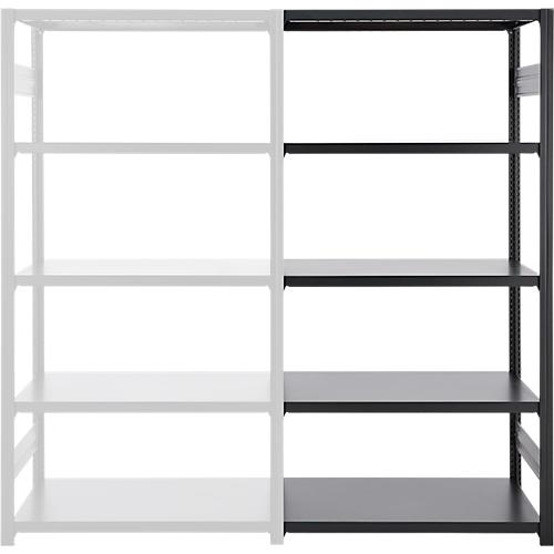 Steckregal ORDO Business, Anbauregal, modular, 5 Fachböden, Fachlast 140 kg, Feldlast 1200 kg, B 1010 x T 835 x H 2000 mm, Stahl, schwarz