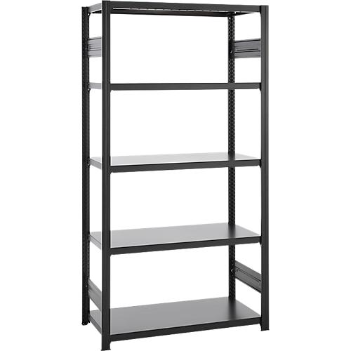 Steckregal ORDO Business, Grundregal, modular, 5 Fachböden, Fachlast 140 kg, Feldlast 1000 kg, B 1060 x T 835 x H 2500 mm, Stahl, schwarz