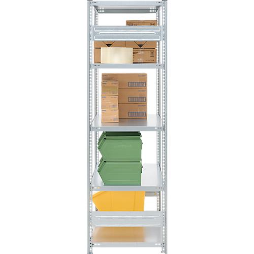 Steckregal ORDO Industry, Grundregal, modular, 5 Fachböden, Fachlast 140 kg, Feldlast 1200 kg, B 810 x T 535 x H 2000 mm, Stahl verzinkt