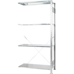 Steckregal Schulte green, Anbauregal, erweiterbar, 4 Fachböden, B 1000 x T 600 x H 2000 mm, Stahl, verzinkt Steckregal Schulte green, Anbauregal, erweiterbar, 4 Fachböden, B 1000 x T 600 x H 2000 mm, Stahl, verzinkt