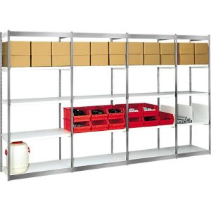 Steckregal Stora 100, Eck-Regalfeld, 4 Böden, B 370 mm + Tiefe Steckregal Stora 100, Eck-Regalfeld, 4 Böden, B 370 mm + Tiefe