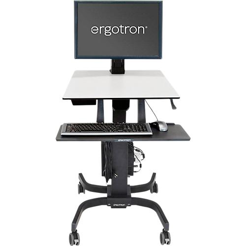 Steh-Sitz-Arbeitsplatz Ergotron WorkFit-C 24-216-085, Monitor bis bis 30', bis 12,7 kg, höhenverstellbar, Tastatur- und Mausablage, VESA, schwarz-grau