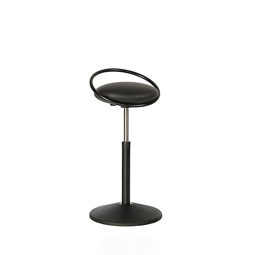 Stehhocker ROVO SOLO mit Ring, Kunstleder, schwarz/schwarz