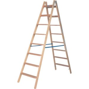 Stehleiter Krause, beidseitig, TRBS 2121-2, mit Eimerhaken, 2 x 8 Stufen/Sprossen, Holz Stehleiter Krause, beidseitig, TRBS 2121-2, mit Eimerhaken, 2 x 8 Stufen/Sprossen, Holz