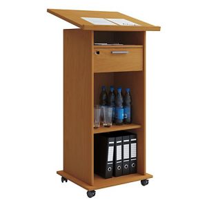 Stehpult Melta, mobil, höhenverstell-/neigbar, 3 offene Fächer & 1 abschließbarer Schub, B 600 x T 500 x H 1090-1200 mm, Holz, Buche-Dekor Stehpult Melta, mobil, höhenverstell-/neigbar, 3 offene Fächer & 1 abschließbarer Schub, B 600 x T 500 x H 1090-1200 mm, Holz, Buche-Dekor