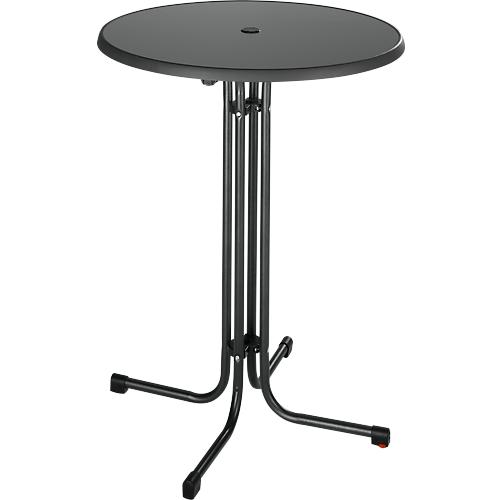 Stehtisch Quickstep mit Sonnenschirmöffnung, desinfektionsmittelbeständig, Ø 850 mm, anthrazit