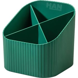 Stiftehalter HAN Karma, 4 unterschiedlich hohe Fächer, B 111 x H 105 x T 111 mm, recycelter Kunststoff, grün Stiftehalter HAN Karma, 4 unterschiedlich hohe Fächer, B 111 x H 105 x T 111 mm, recycelter Kunststoff, grün