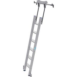 Stufen-Regalleiter, aluminium, fahrbar, 6 Stufen Stufen-Regalleiter, aluminium, fahrbar, 6 Stufen