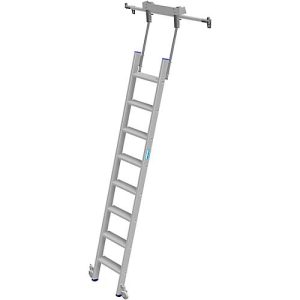 Stufen-Regalleiter, aluminium, fahrbar, 8 Stufen Stufen-Regalleiter, aluminium, fahrbar, 8 Stufen