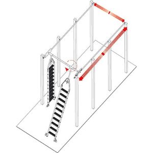 Stufen-Regalleiter, für Doppelregal, drehbar, 12 Stufen Stufen-Regalleiter, für Doppelregal, drehbar, 12 Stufen
