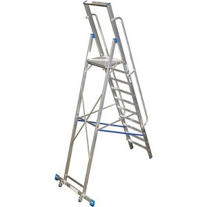 Stufenstehleiter, mit großer Plattform, Aluminium, mit 10 Stufen Stufenstehleiter, mit großer Plattform, Aluminium, mit 10 Stufen