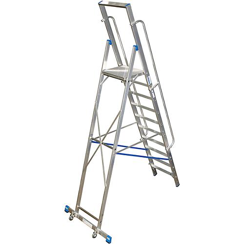 Stufenstehleiter, mit großer Plattform, Aluminium, mit 10 Stufen