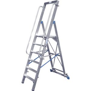 Stufenstehleiter, mit großer Plattform, Aluminium, mit 6 Stufen Stufenstehleiter, mit großer Plattform, Aluminium, mit 6 Stufen