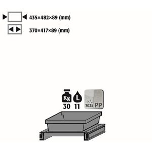 Tablarauszug Abz für asecos Chemikalienschränke der CS Serie, Stahlblech/Polypropylen, lichtgrau, B 435 x T 482 x H 94 mm, 11 l, bis 30 kg Tablarauszug Abz für asecos Chemikalienschränke der CS Serie, Stahlblech/Polypropylen, lichtgrau, B 435 x T 482 x H 94 mm, 11 l, bis 30 kg
