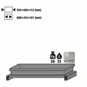 Tablarauszug Abz für asecos Chemikalienschränke der CS und CX Serie, Stahlblech/Polypropylen, lichtgrau, B 955 x T 485 x H 112 mm, 33 l, bis 30 kg Tablarauszug Abz für asecos Chemikalienschränke der CS und CX Serie, Stahlblech/Polypropylen, lichtgrau, B 955 x T 485 x H 112 mm, 33 l, bis 30 kg