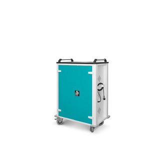 Tabletwagen, USB-Ladeeinheit, für 32 Tablets bis B 33 x T 10 x H 22 mm, Ladefläche, abschließbar, RAL 7035/RAL 5018