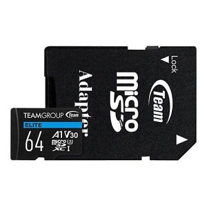 Team ELITE A1 – Flash-Speicherkarte (SD-Adapter inbegriffen) – 64 GB – A1 / Video Class V30 / UHS-I U3 – microSDXC Team ELITE A1 – Flash-Speicherkarte (SD-Adapter inbegriffen) – 64 GB – A1 / Video Class V30 / UHS-I U3 – microSDXC
