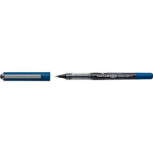 Tintenroller uni-ball UB EYE Ocean Care, Strichstärke 0,4 mm, Kugel-Ø 0,7 mm, dokumentenecht, Sichtfenster, 75 % Recycling-Kunststoff, 12 Stück, Schreibfarbe schwarz