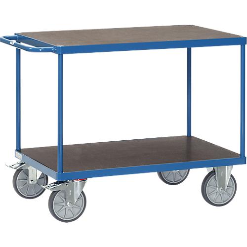 Tischwagen fetra®, 2 Etagen, Lenk- & Bockrollen, bis 600 kg, Ladeflächen Sperrholz mit L 1200 x B 800 mm