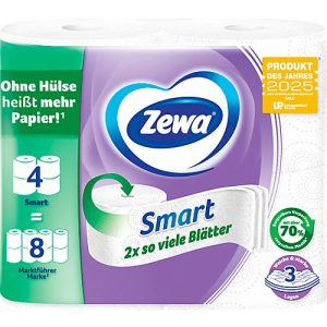 Toilettenpapier Zewa Smart, weiß, 3-lagig, 300 Blatt pro Rolle, 4 Rollen Toilettenpapier Zewa Smart, weiß, 3-lagig, 300 Blatt pro Rolle, 4 Rollen