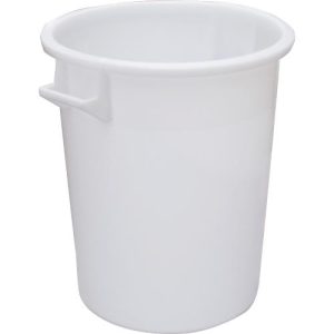 Tonne, mit Griffen, 75 l, Ø 482 x H 570 mm, lebensmittelecht, temperaturbeständig, stapelbar, recycelbares HDPE, weiß Tonne, mit Griffen, 75 l, Ø 482 x H 570 mm, lebensmittelecht, temperaturbeständig, stapelbar, recycelbares HDPE, weiß