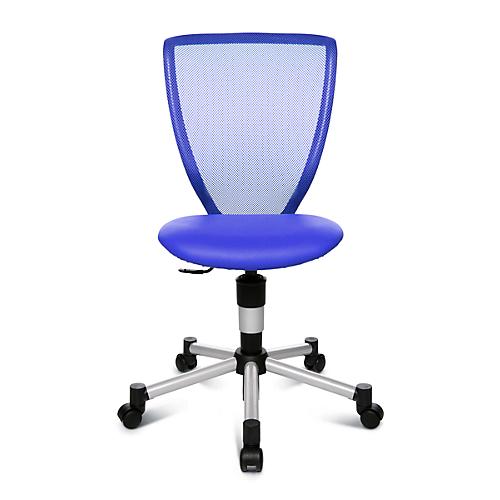 Topstar Kinderdrehstuhl Titan Junior, ohne Armlehnen, Muldensitz, Netzrücken, blau/alusilber