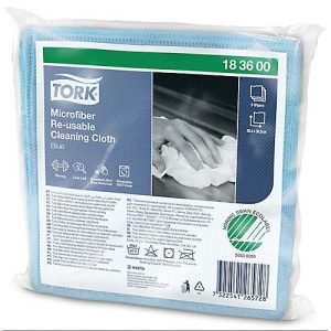 Tork® Microfaser Reinigungstücher 183600, fusselarm, 6 Tücher, wiederverwendbar, L 150 x B 150 mm, blau Tork® Microfaser Reinigungstücher 183600, fusselarm, 6 Tücher, wiederverwendbar, L 150 x B 150 mm, blau