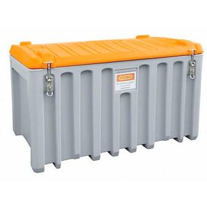 Transport- und Pritschenbox CEMO CEMbox 400, Polyethylen, 400 l, L 1200 x B 810 x H 750 mm, stapelbar, kranbar, grau/orange Transport- und Pritschenbox CEMO CEMbox 400, Polyethylen, 400 l, L 1200 x B 810 x H 750 mm, stapelbar, kranbar, grau/orange