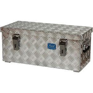 Transportkiste, Aluminium-Riffelblech, mit Fangbänder, 37 l Transportkiste, Aluminium-Riffelblech, mit Fangbänder, 37 l