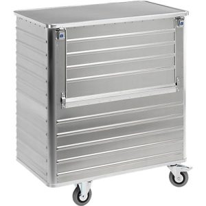 Transportwagen aus Leichtmetall, abklappbare Längswand, 1050 Liter, mit Deckel